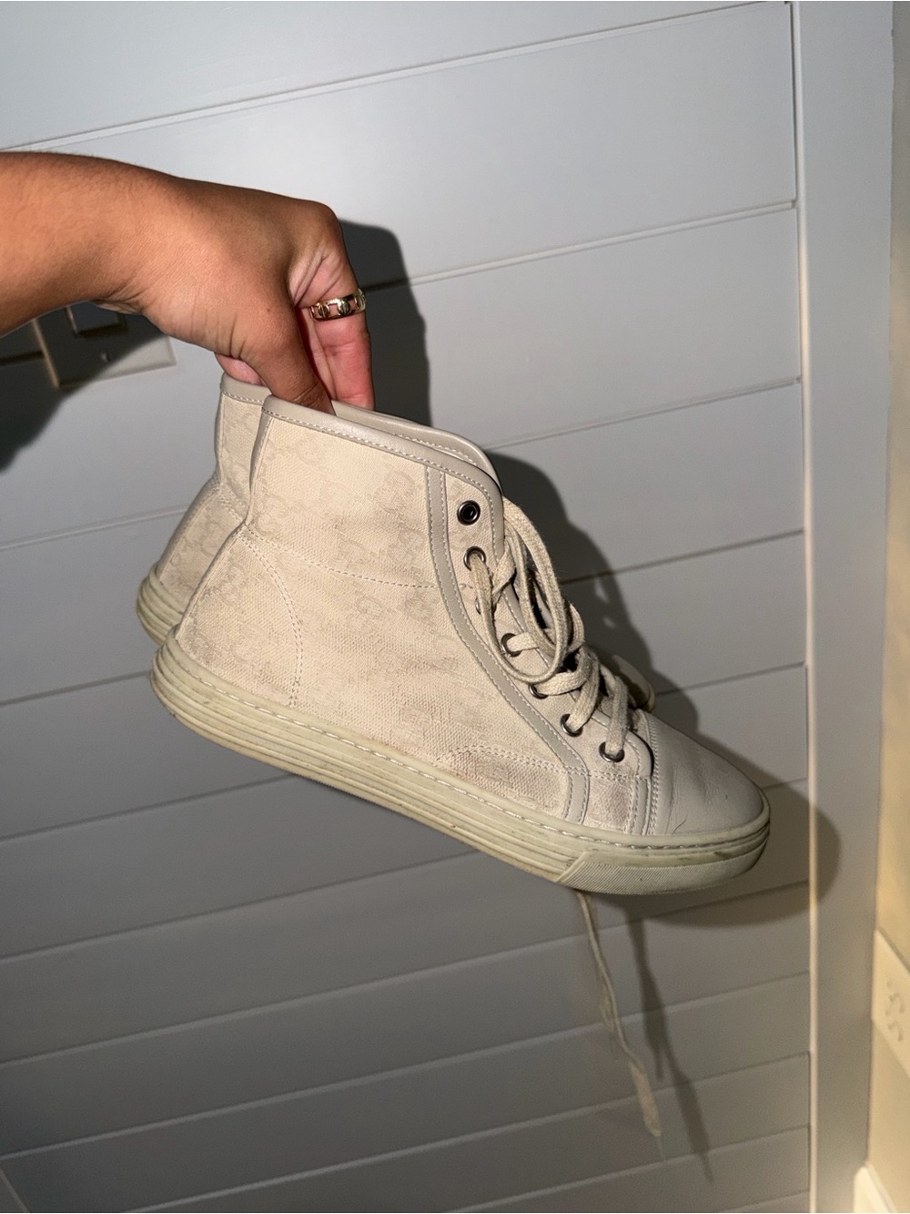 Gucci Off-White High-Top Sneakers